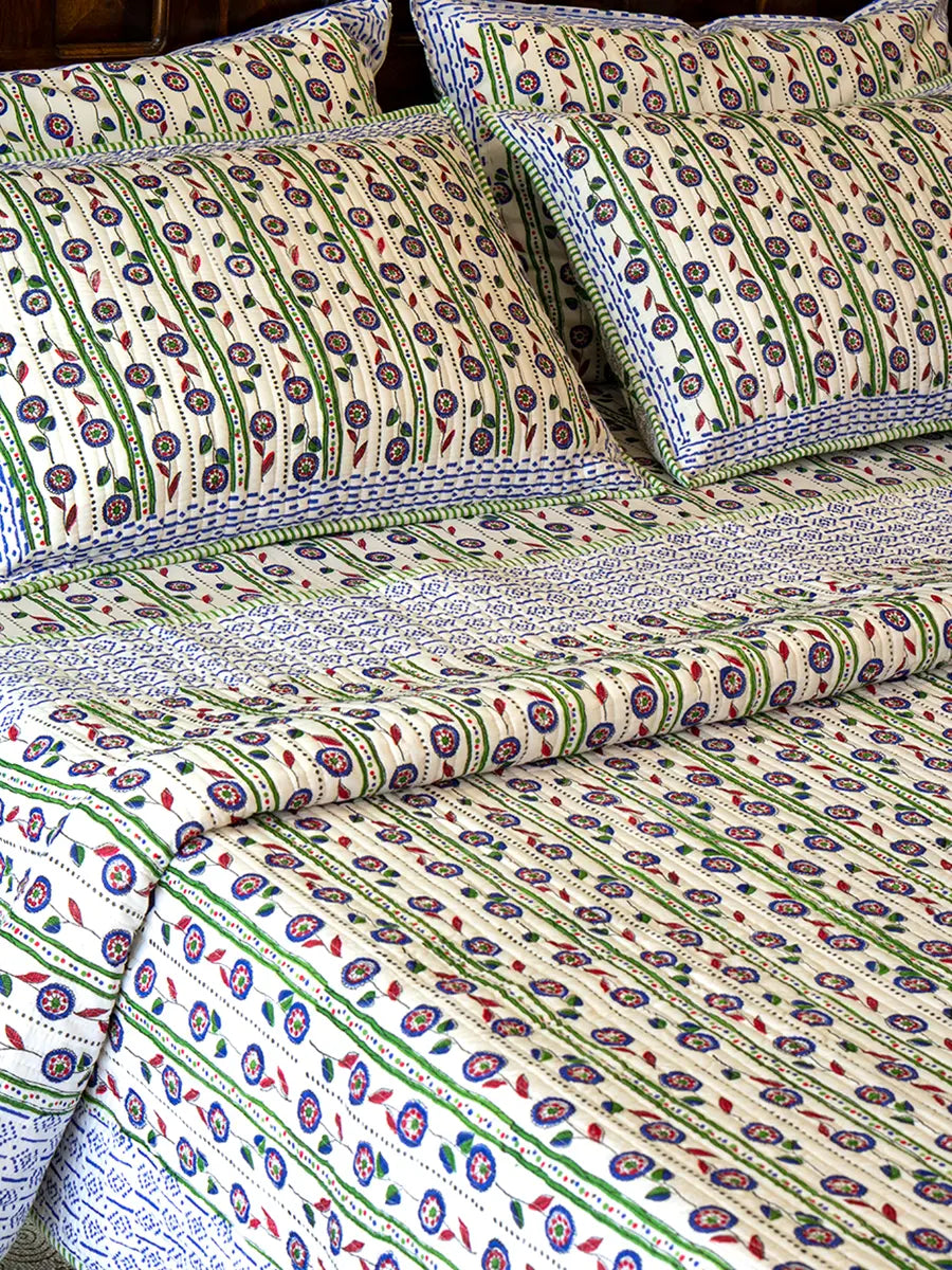 Blue Bella Cotton Bedspread