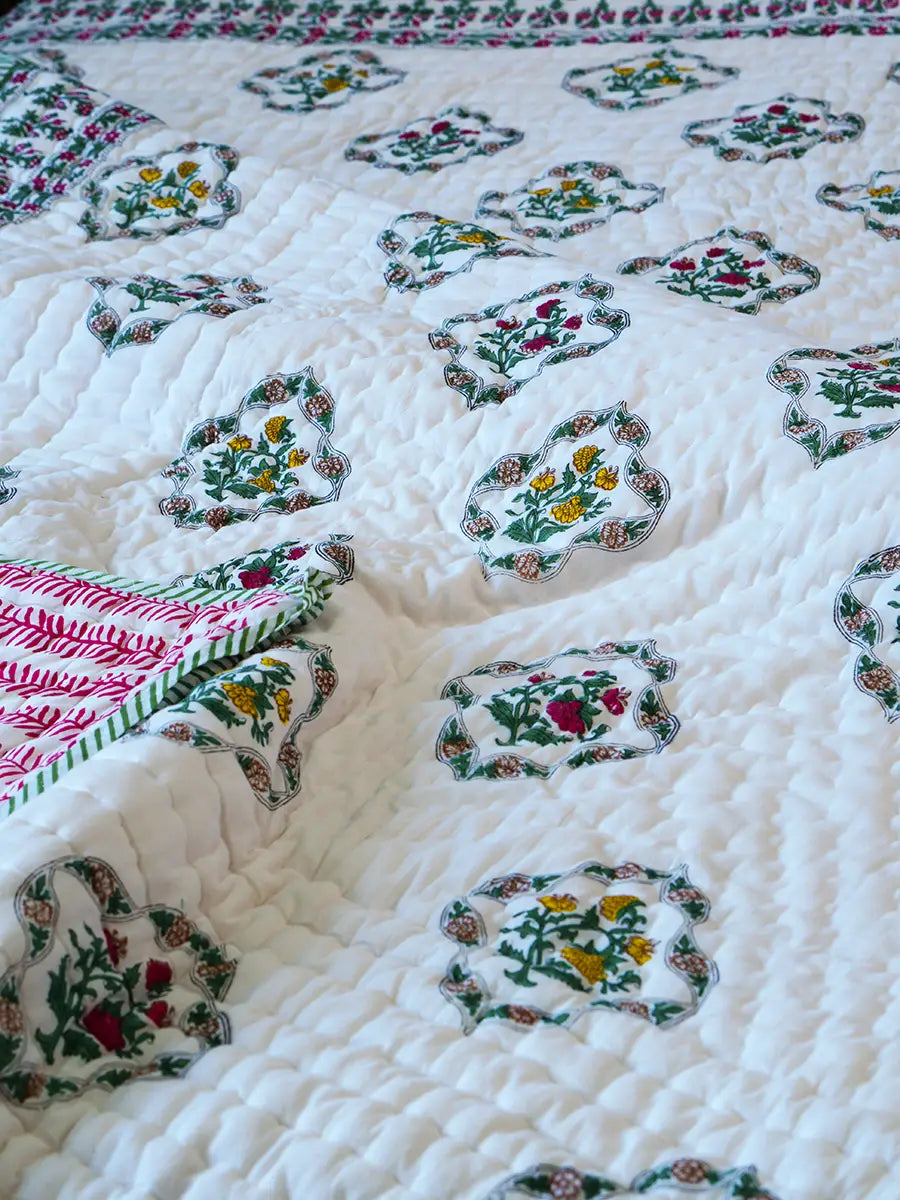 Organic Mulmul Cotton Quilt - Gull Mohar