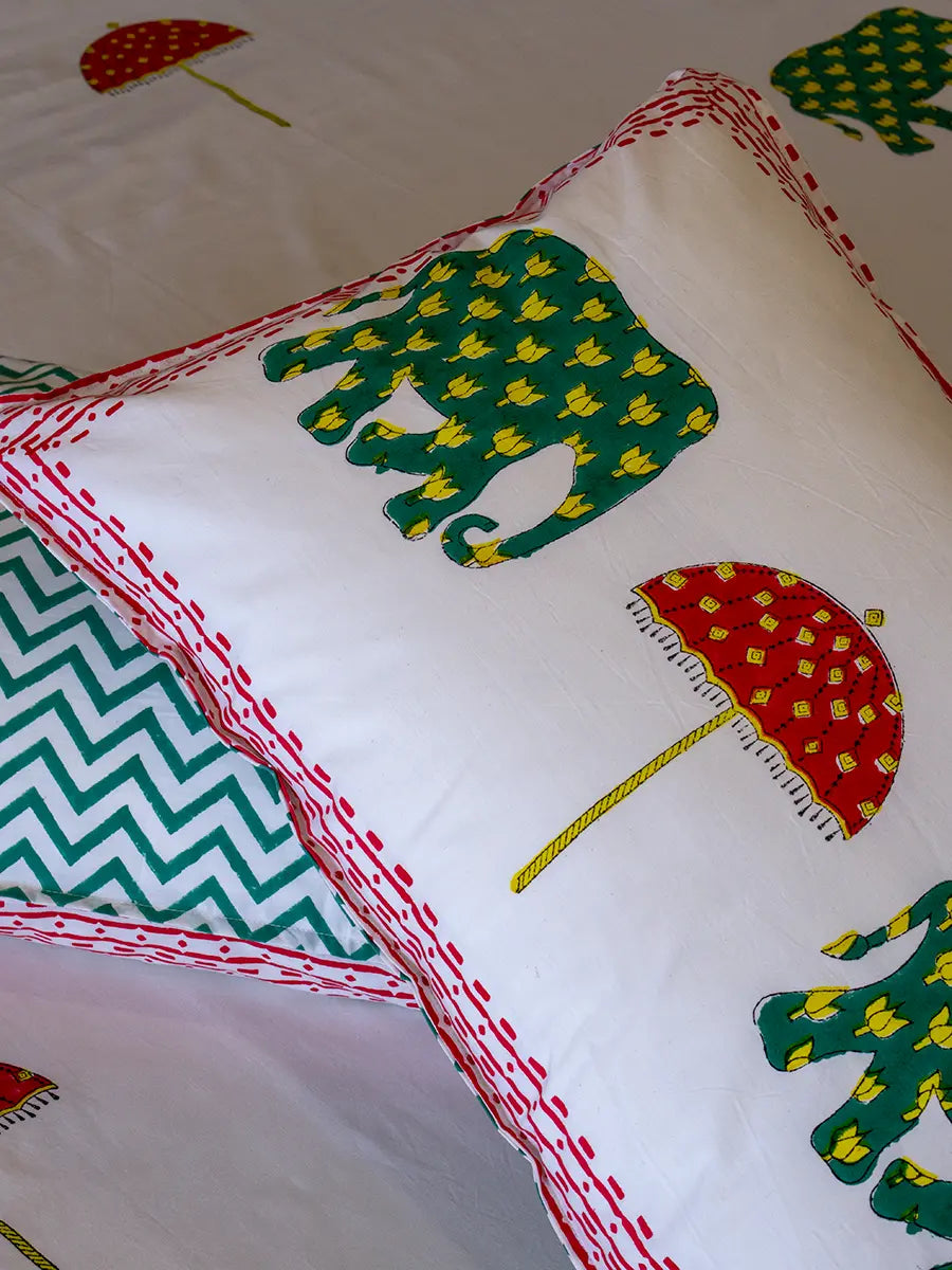 Haathi Umbrella Percale Cotton Bedsheet