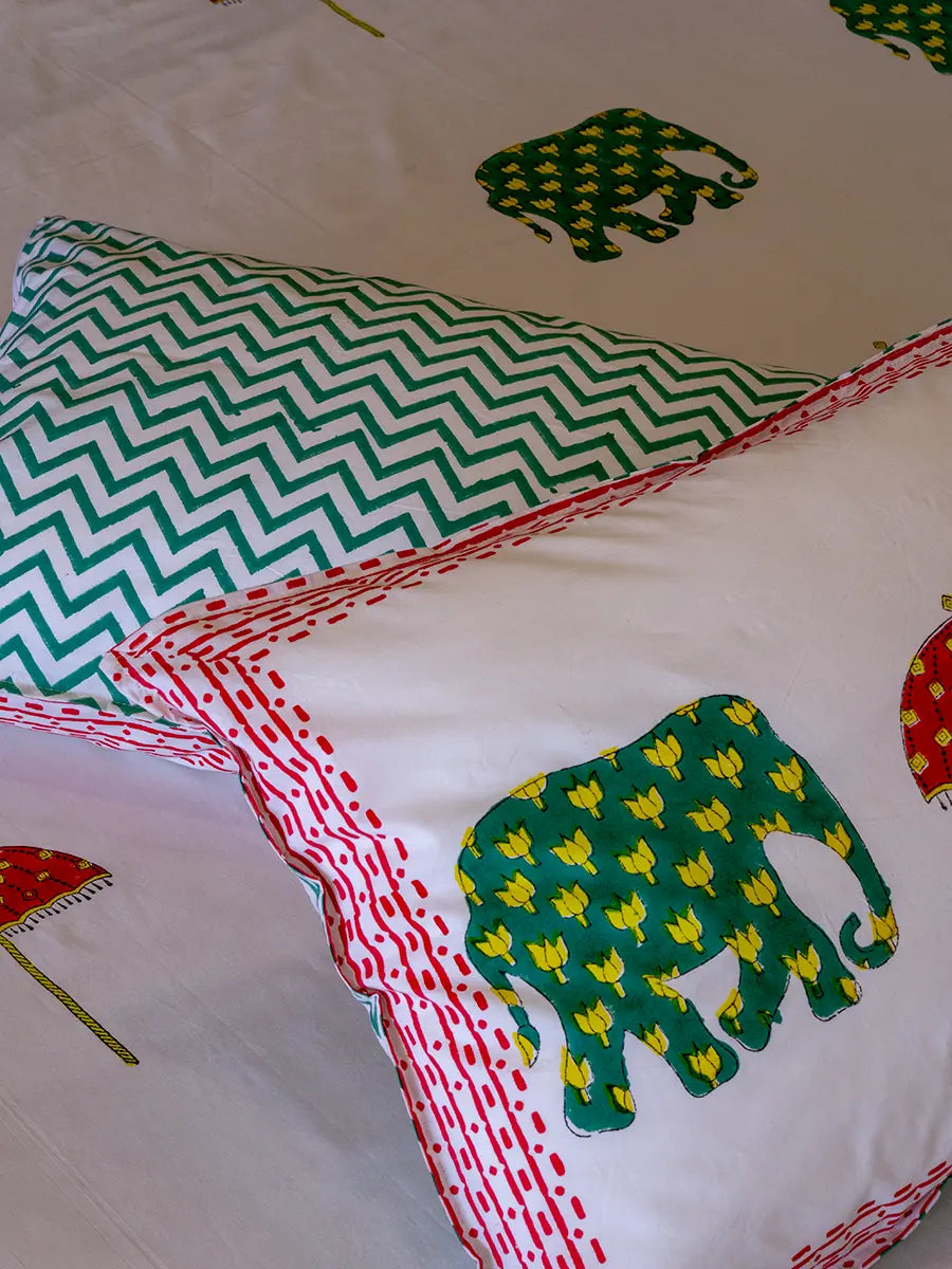 Haathi Umbrella Percale Cotton Bedsheet