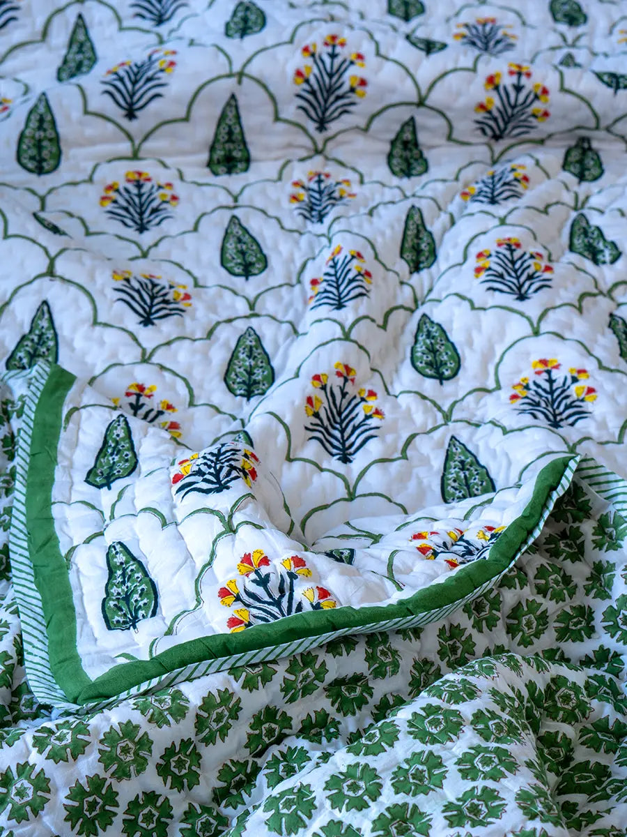 Organic Mulmul Cotton Quilt - Floral