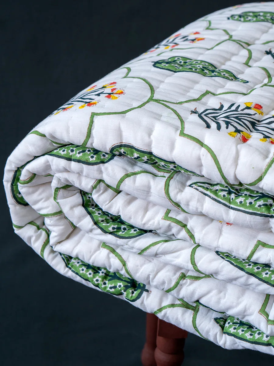 Organic Mulmul Cotton Quilt - Floral