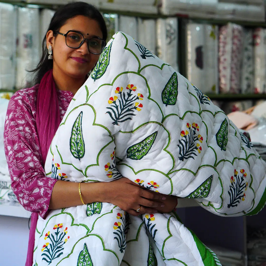 Organic Mulmul Cotton Quilt - Floral