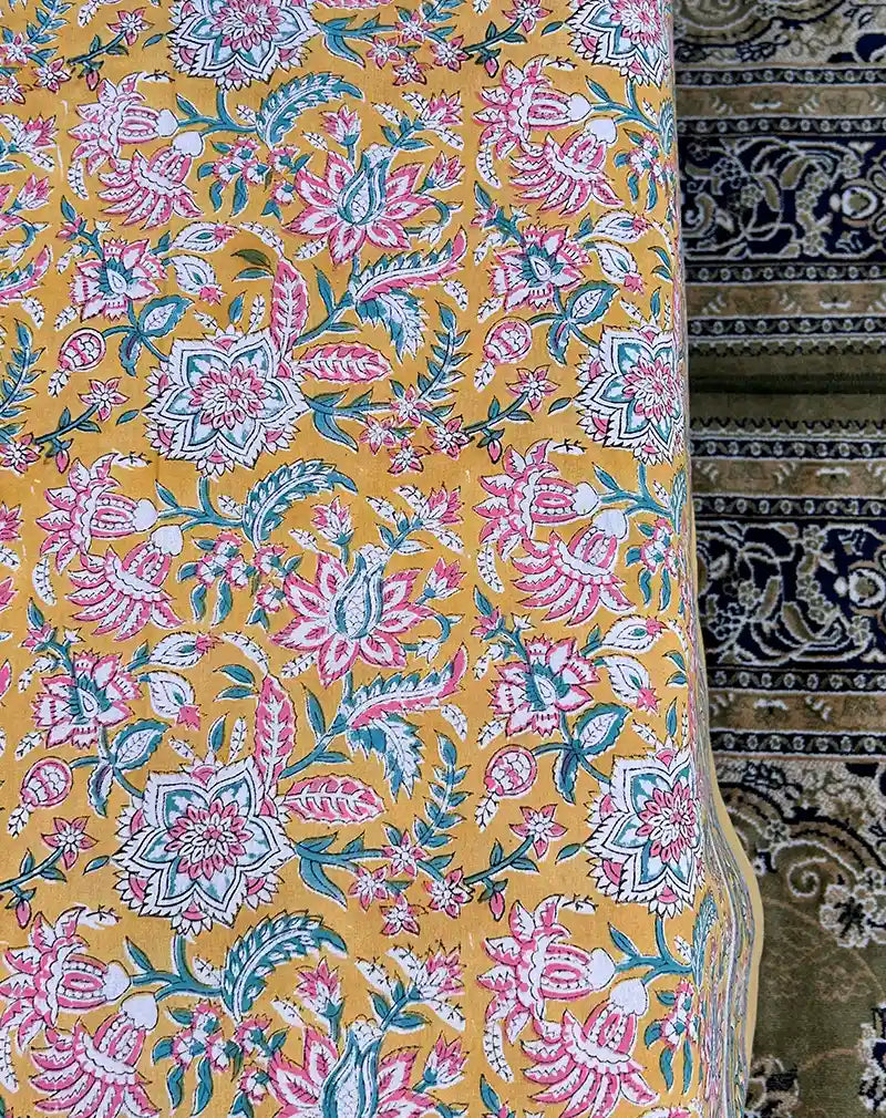 Flower Valley Hand Block Printed Cotton Bedsheet