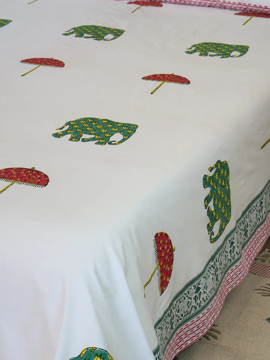 Haathi Umbrella Percale Cotton Bedsheet