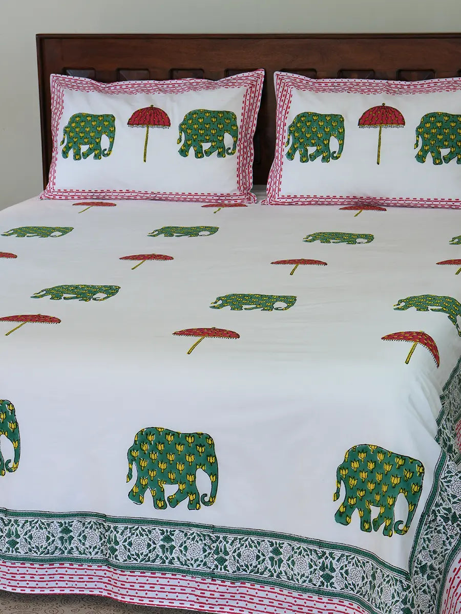 Haathi Umbrella Percale Cotton Bedsheet