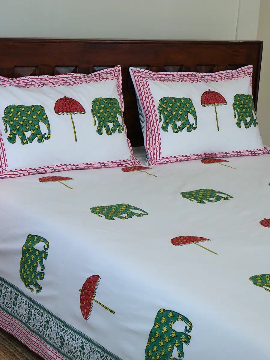 Haathi Umbrella Percale Cotton Bedsheet