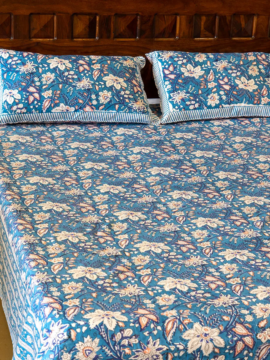Heritage Indigo Percale Cotton Bedsheet