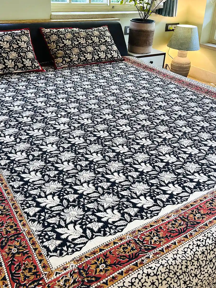Kalamkari Block Printed Cotton Bedsheet 1.0