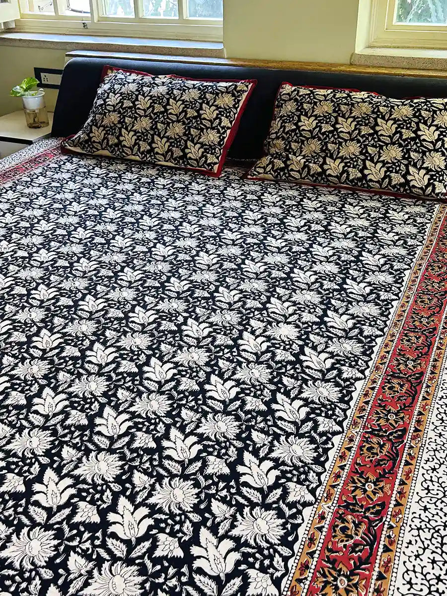 Kalamkari Block Printed Cotton Bedsheet 1.0