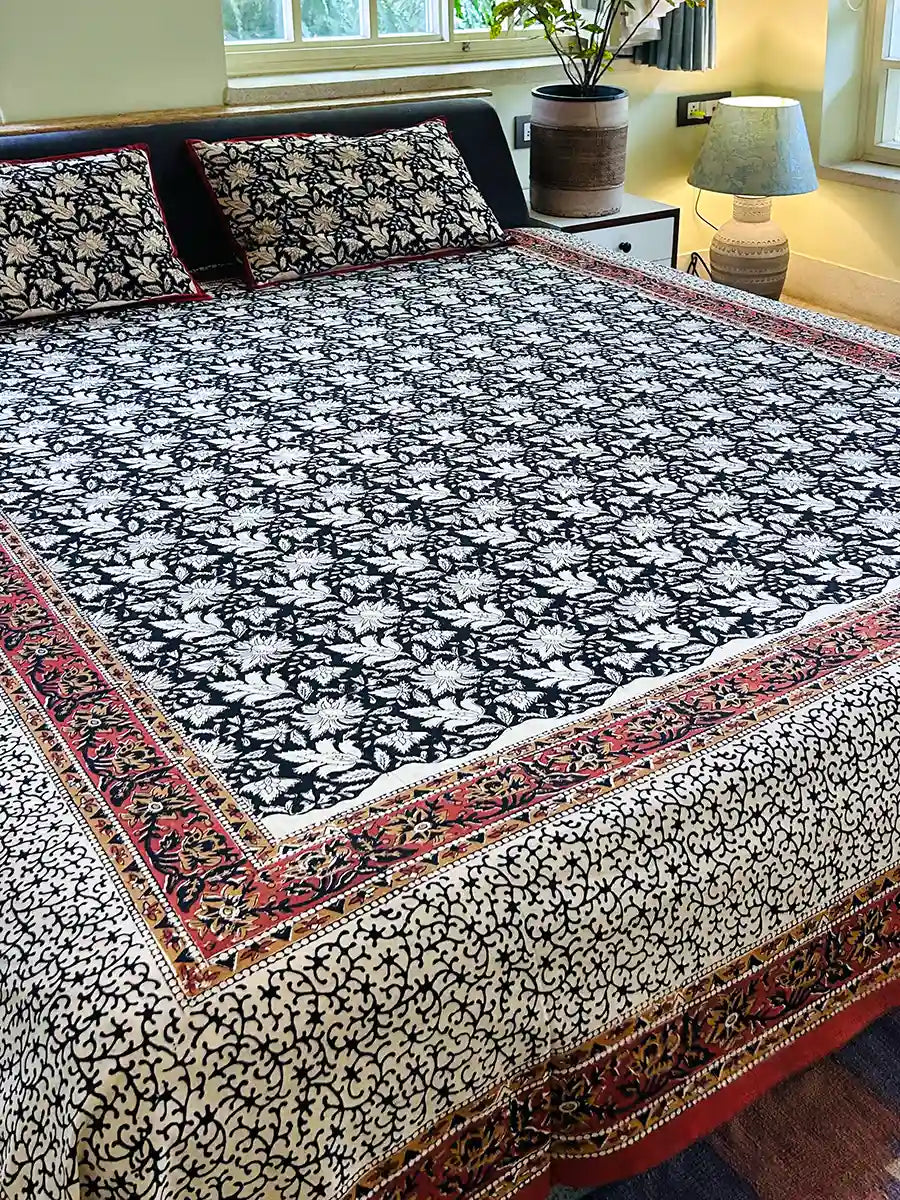 Kalamkari Block Printed Cotton Bedsheet 1.0