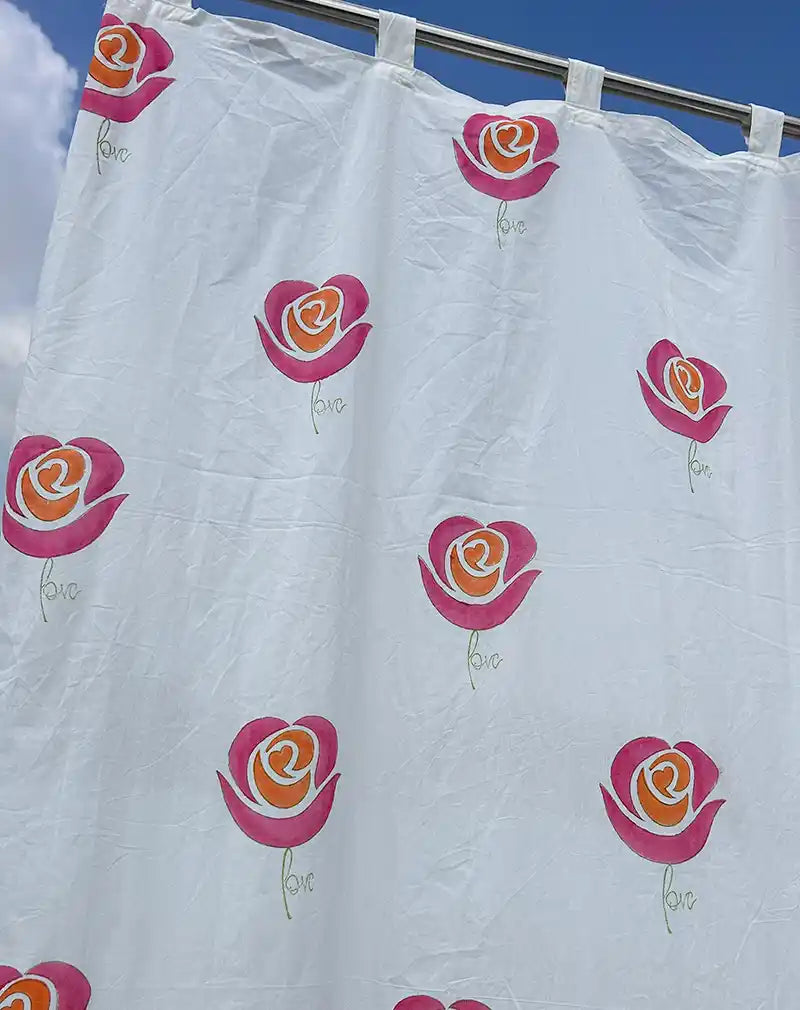 Love & Rose Hand Block Printed Cotton Curtain