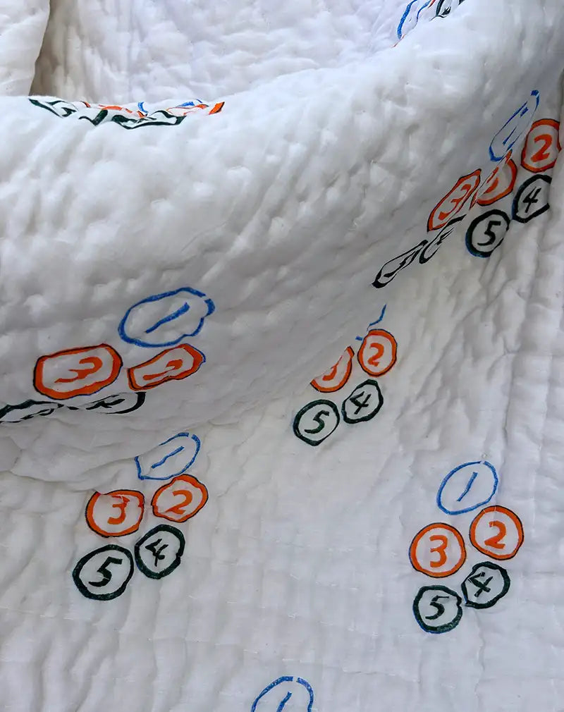 Organic Mulmul Cotton Baby Quilt - 1234