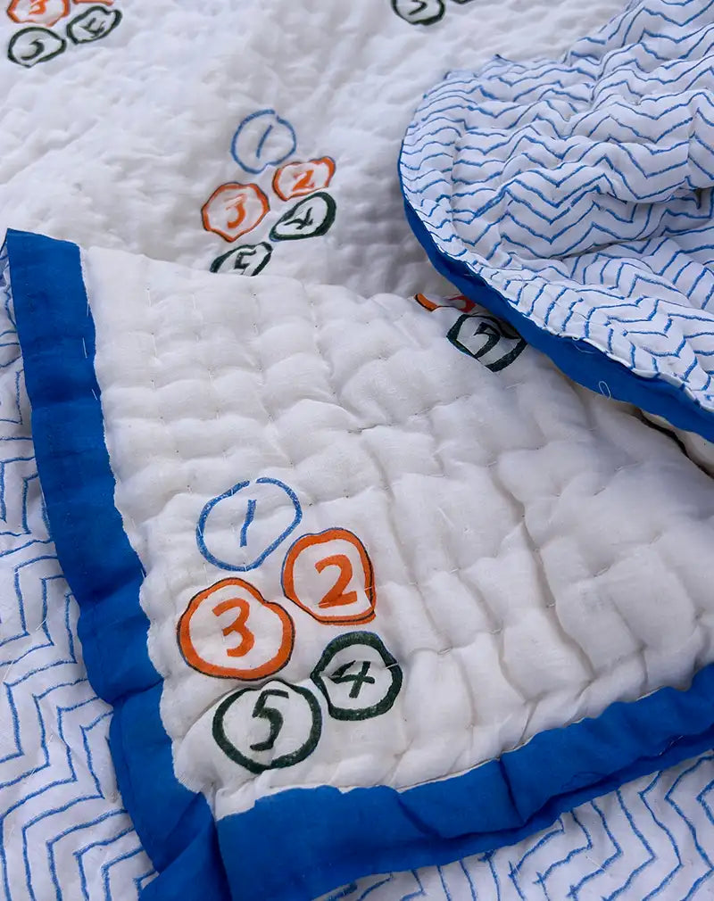 Organic Mulmul Cotton Baby Quilt - 1234