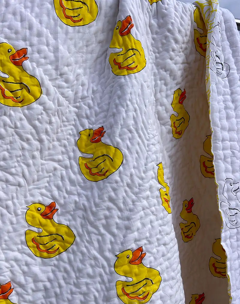 Organic Mulmul Cotton Baby Quilt - Duck