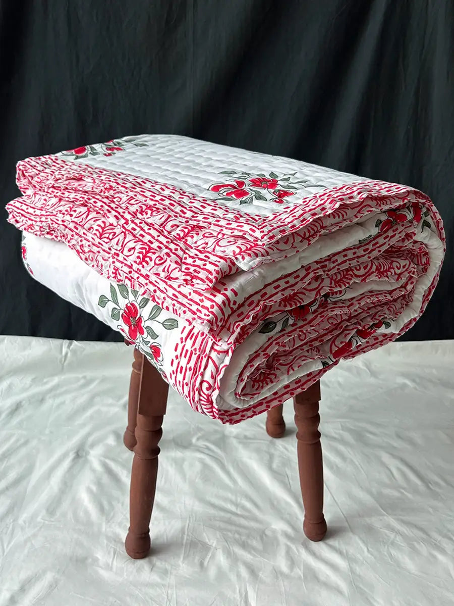 Organic Mulmul Cotton Quilt - Azalea