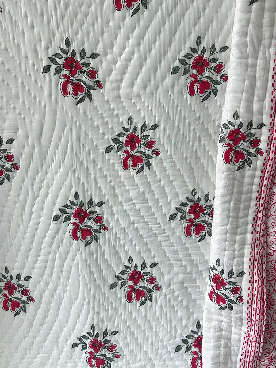 Organic Mulmul Cotton Quilt - Azalea