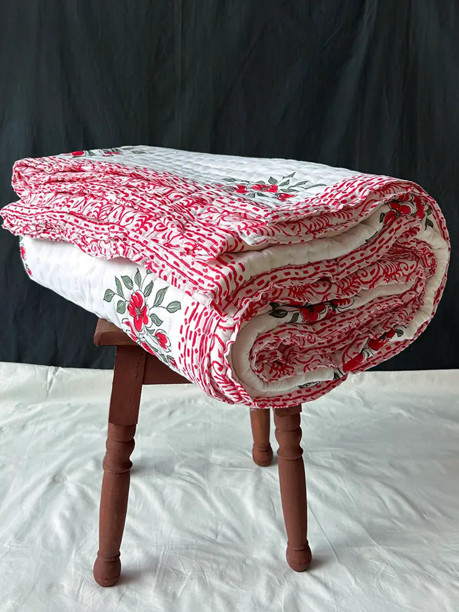 Organic Mulmul Cotton Quilt - Azalea