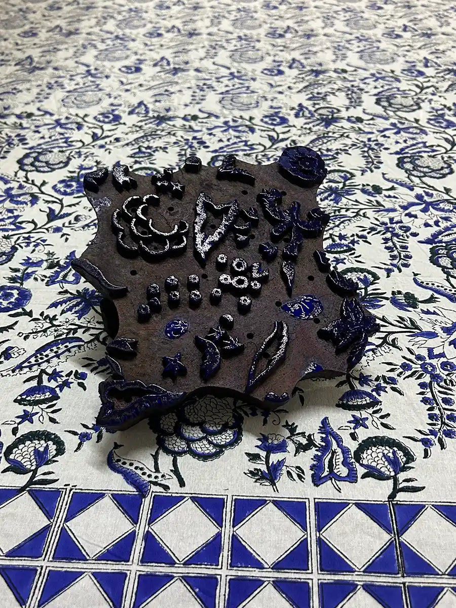 Organic Mulmul Cotton Quilt - Blue Ivory