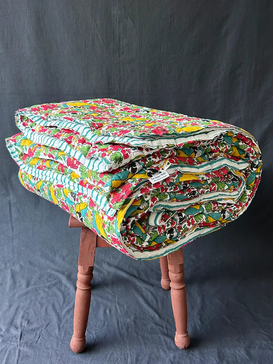 Organic Mulmul Cotton Quilt - Macaw