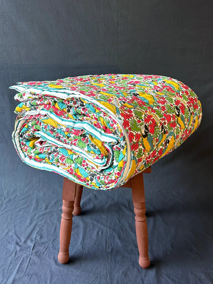 Organic Mulmul Cotton Quilt - Macaw