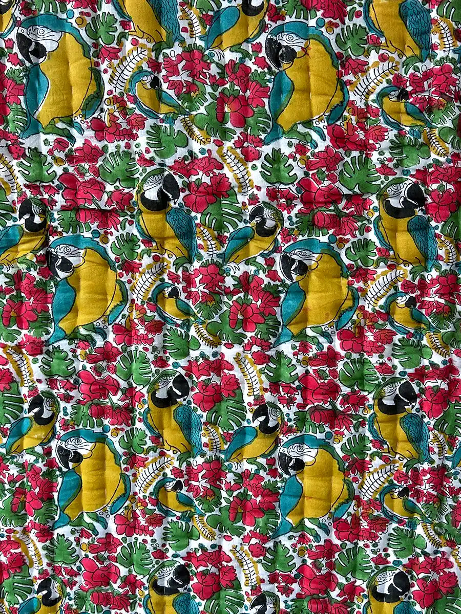 Organic Mulmul Cotton Quilt - Macaw