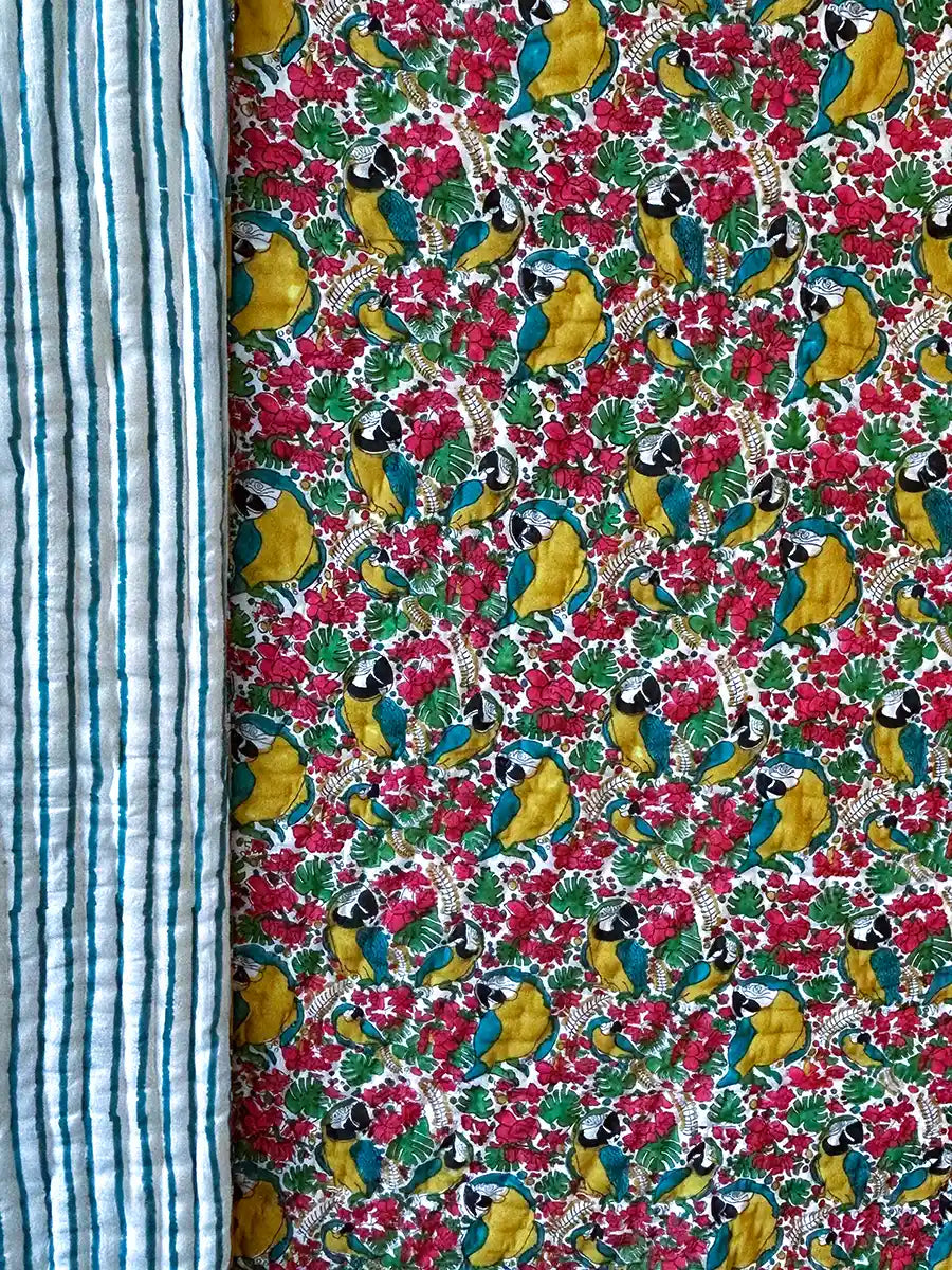Organic Mulmul Cotton Quilt - Macaw