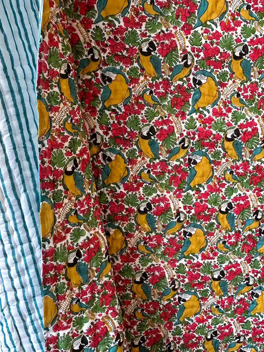 Organic Mulmul Cotton Quilt - Macaw