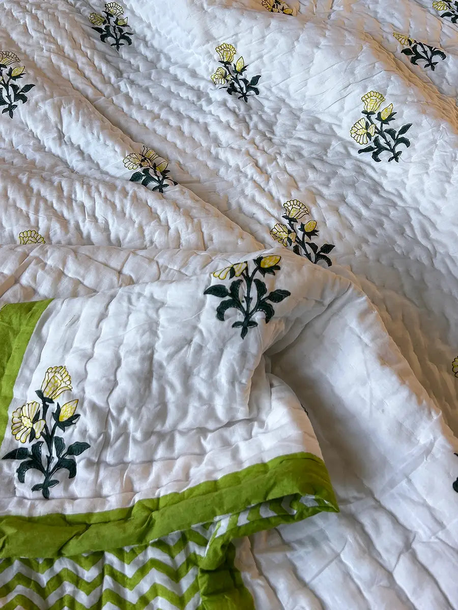 Organic Mulmul Cotton Quilt - Mint