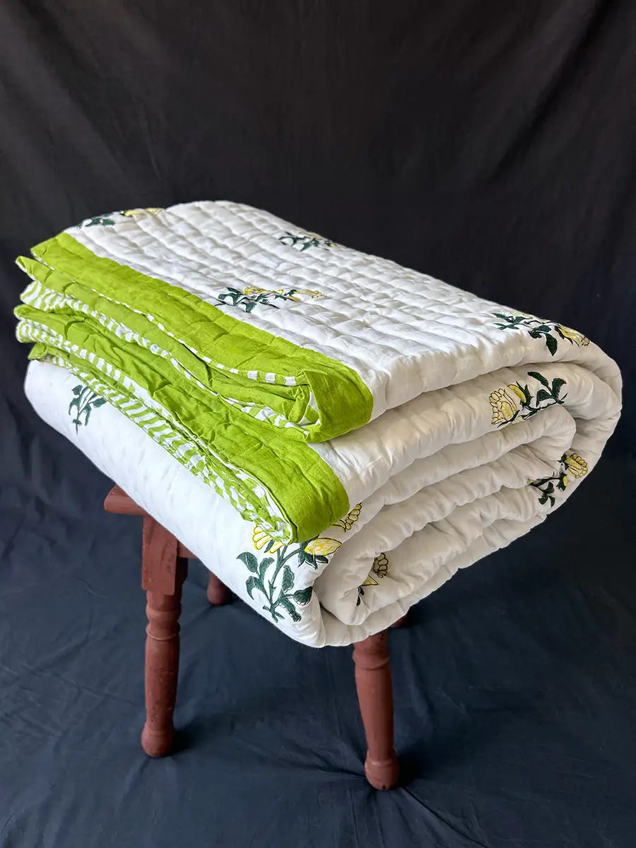 Organic Mulmul Cotton Quilt - Mint