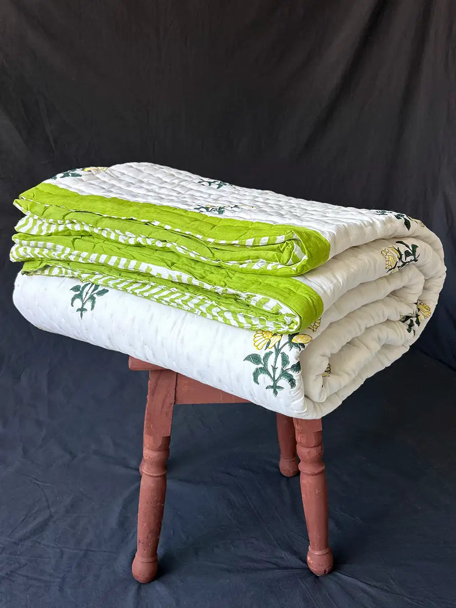 Organic Mulmul Cotton Quilt - Mint