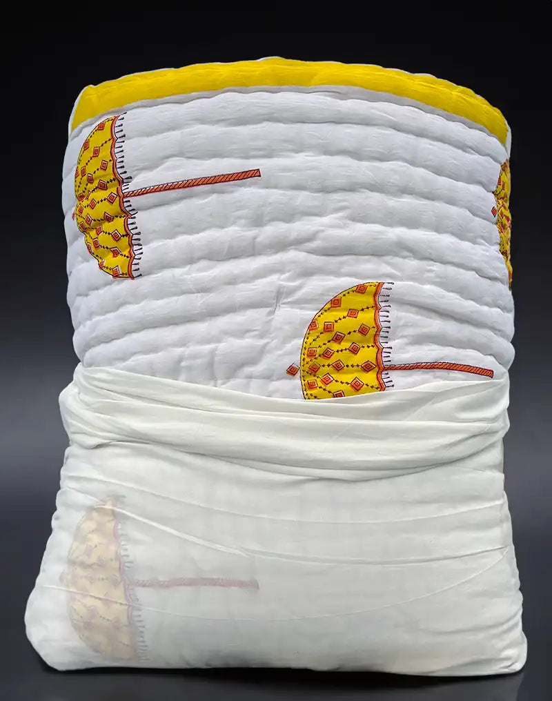 Organic Mulmul Cotton Quilt - Yellow Umbrella