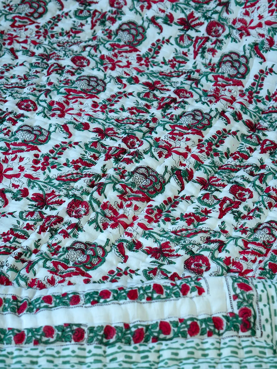 Organic Mulmul Cotton Quilt - Poppy