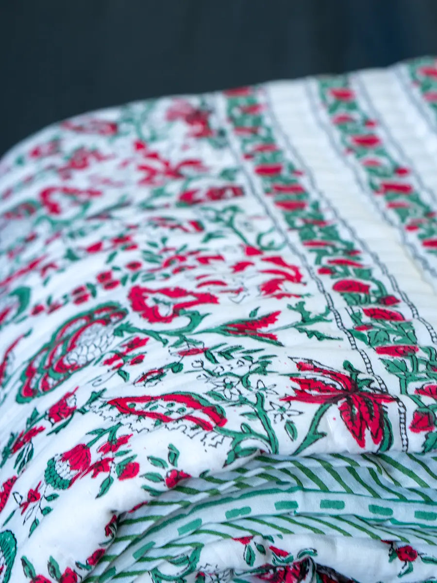 Organic Mulmul Cotton Quilt - Poppy