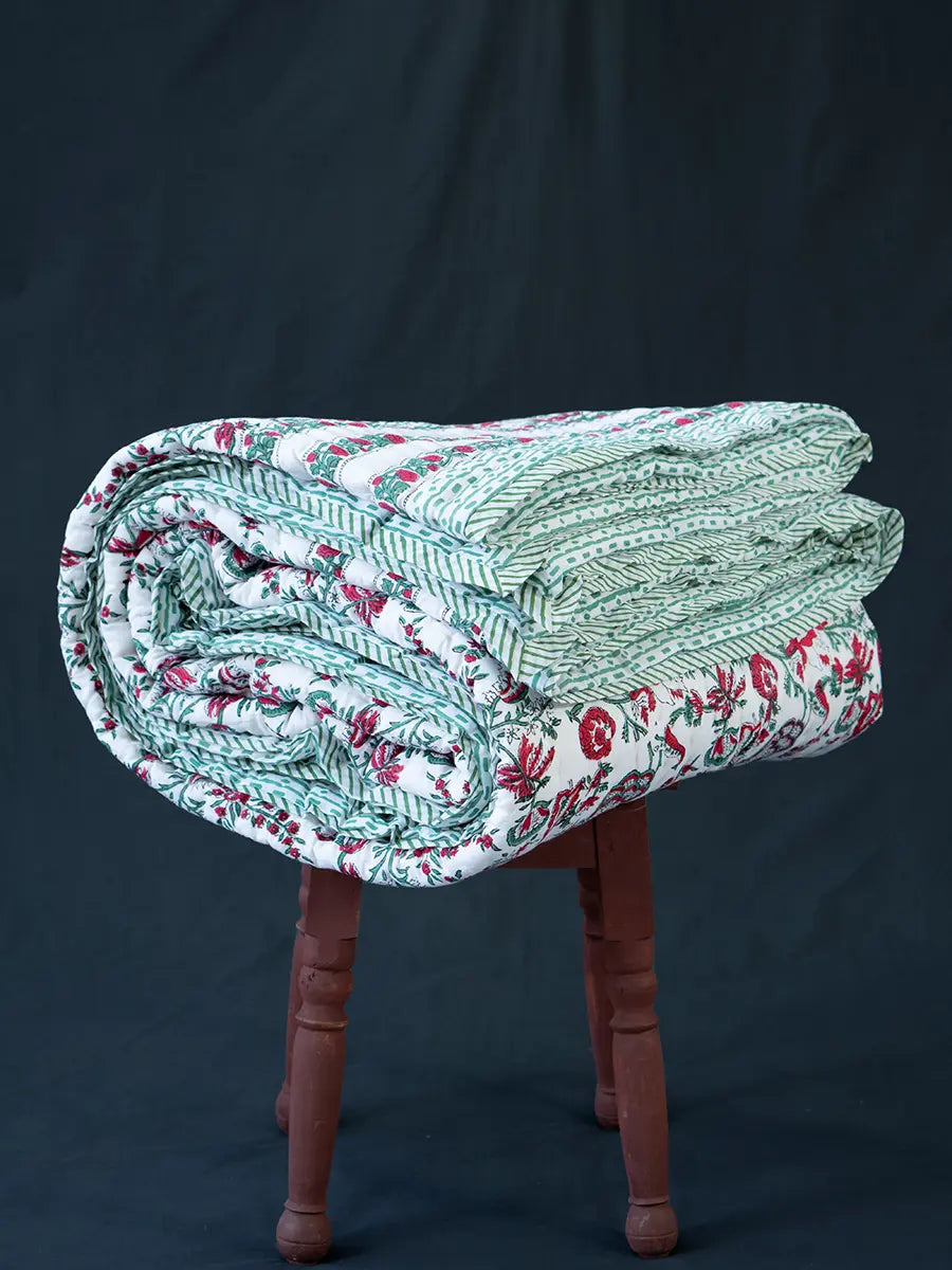Organic Mulmul Cotton Quilt - Poppy
