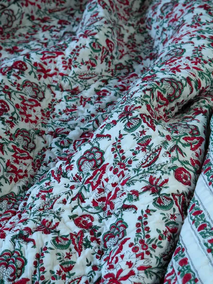 Organic Mulmul Cotton Quilt - Poppy