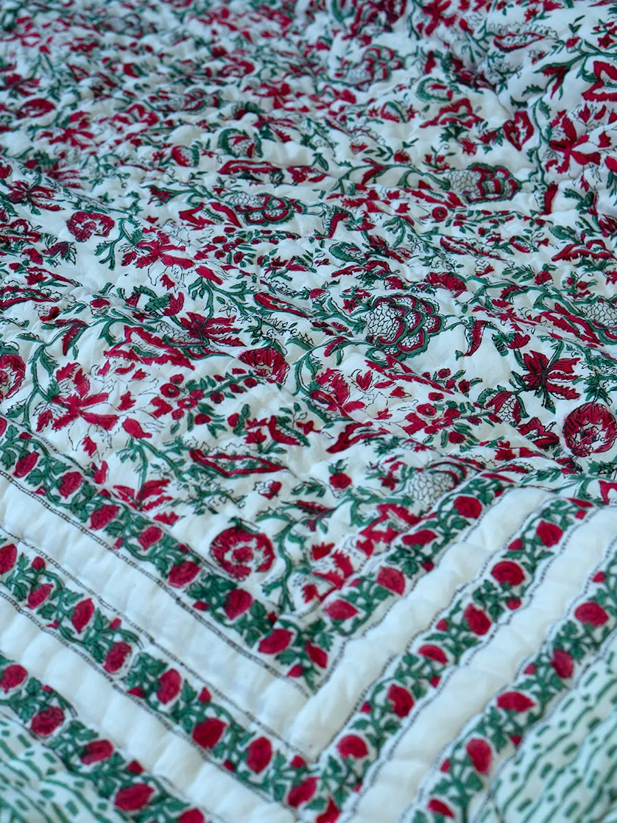 Organic Mulmul Cotton Quilt - Poppy