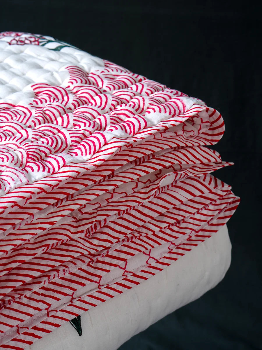 Organic Mulmul Cotton Quilt - Rose