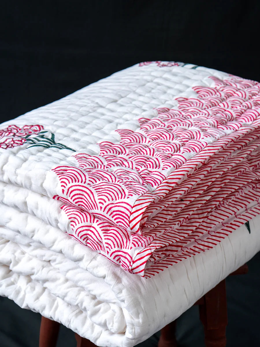 Organic Mulmul Cotton Quilt - Rose