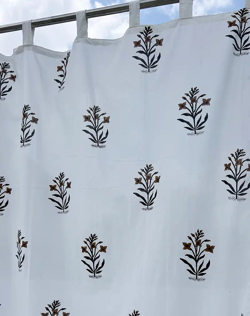 Umber Hand Block Printed Cotton Curtain