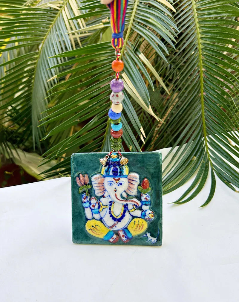 Blue Pottery Lord Ganesha Wall Hanging