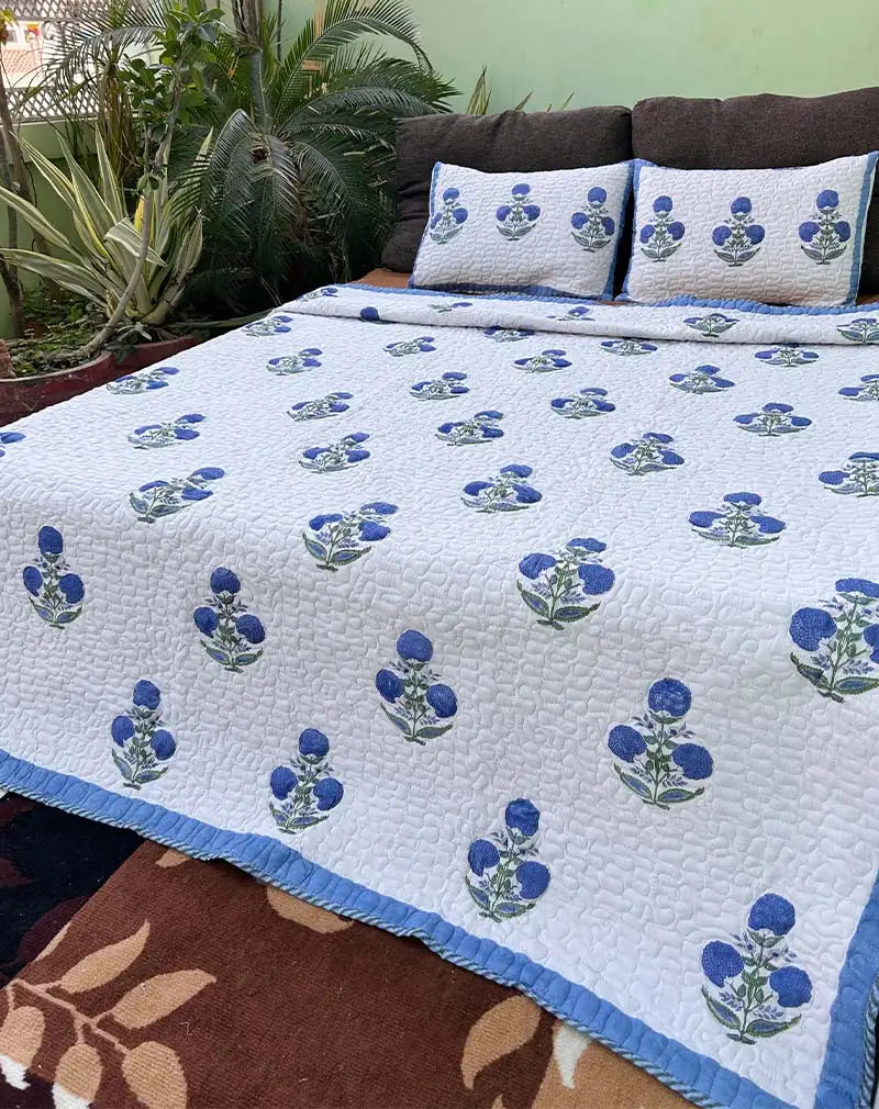 Blum Hand Block Quilted Cotton Bedcover