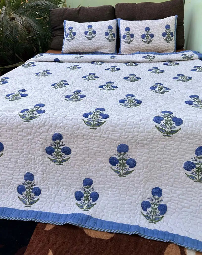 Blum Hand Block Quilted Cotton Bedcover