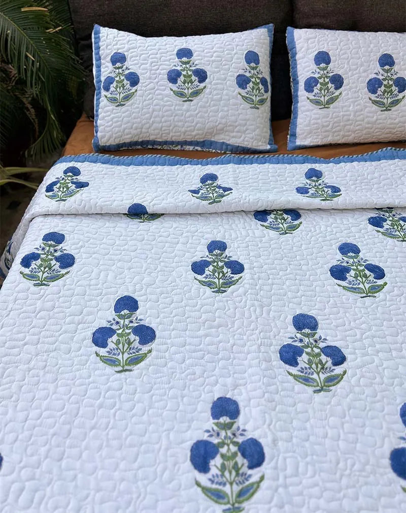 Blum Hand Block Quilted Cotton Bedcover