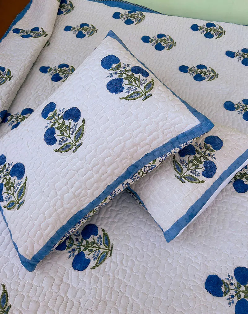 Blum Hand Block Quilted Cotton Bedcover