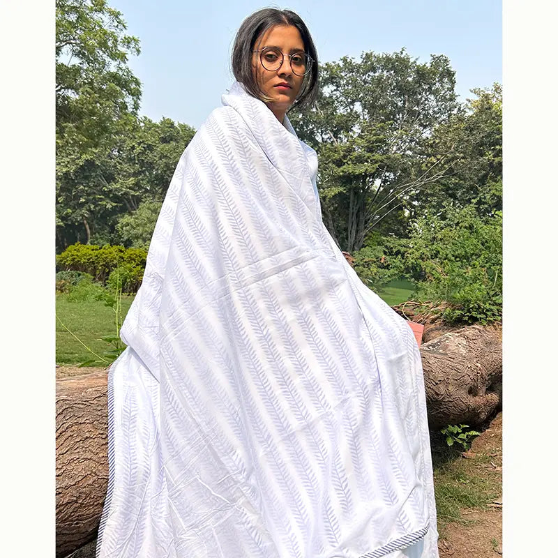 Daisy Hand block Organic Muslin Cotton Dohar