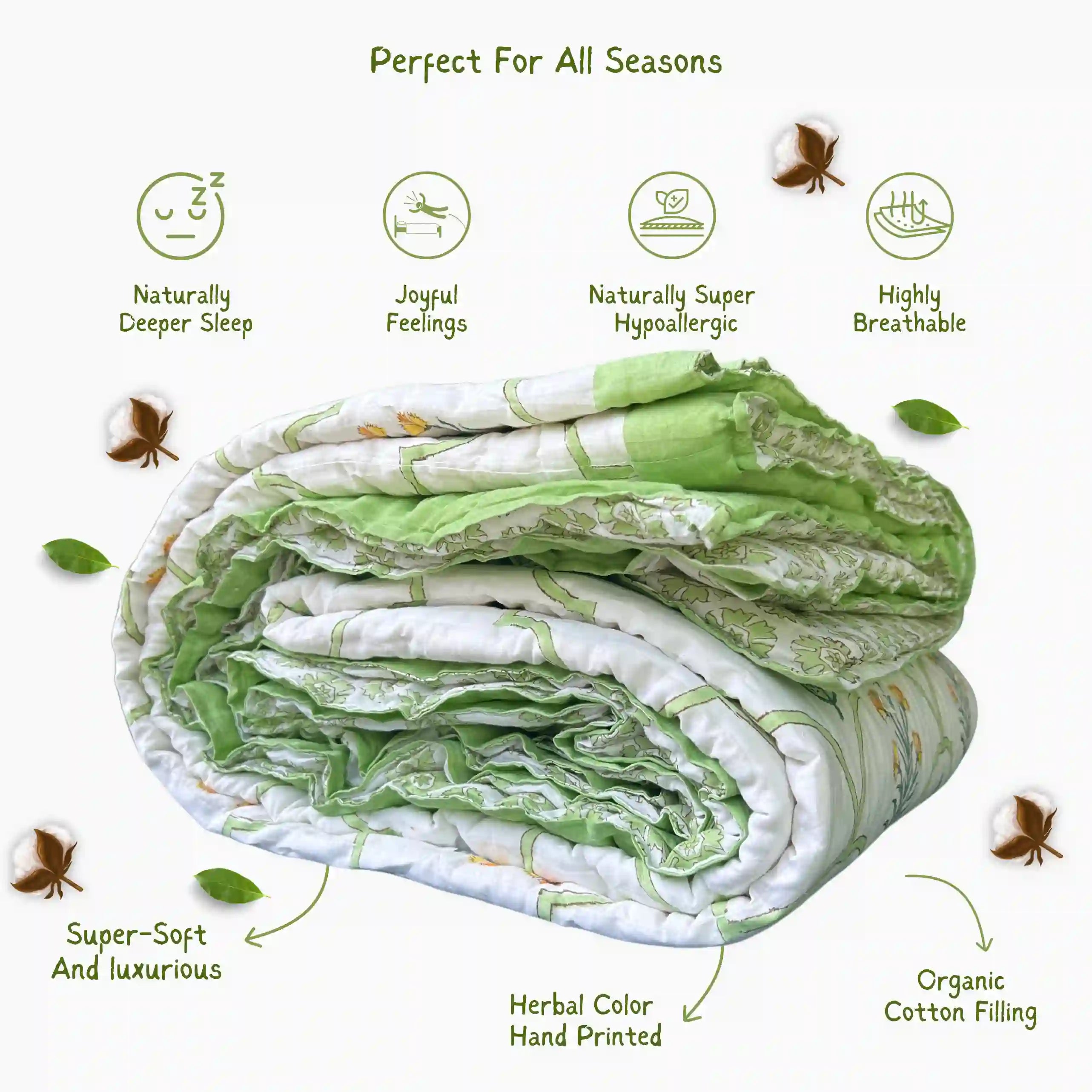 Organic Mulmul Cotton Quilt - Floral