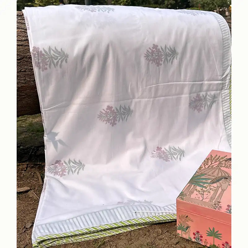 Hibiscus Hand block Organic Muslin Cotton Dohar