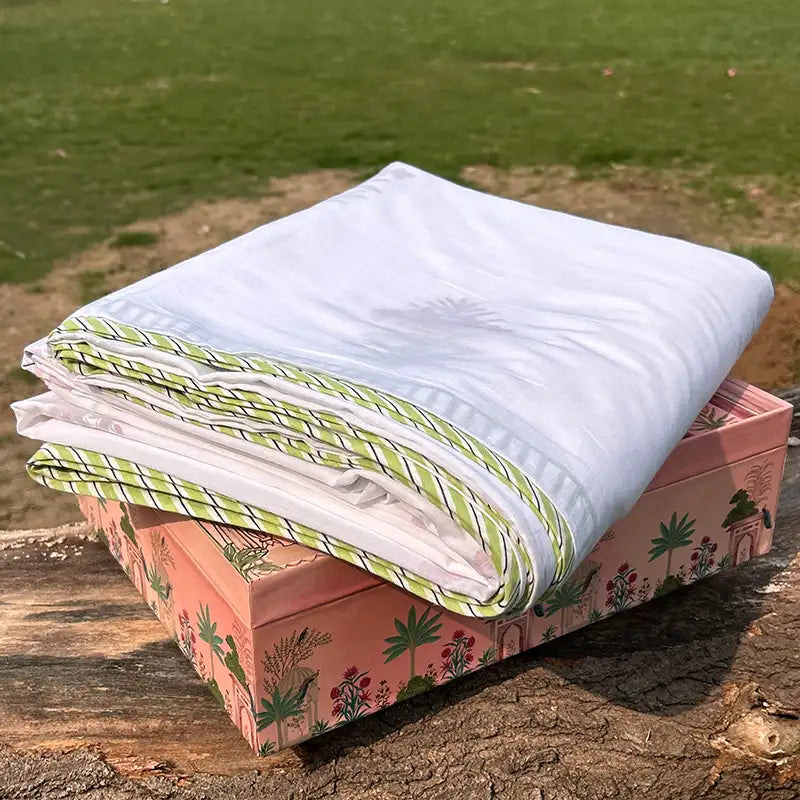 Hibiscus Hand block Organic Muslin Cotton Dohar