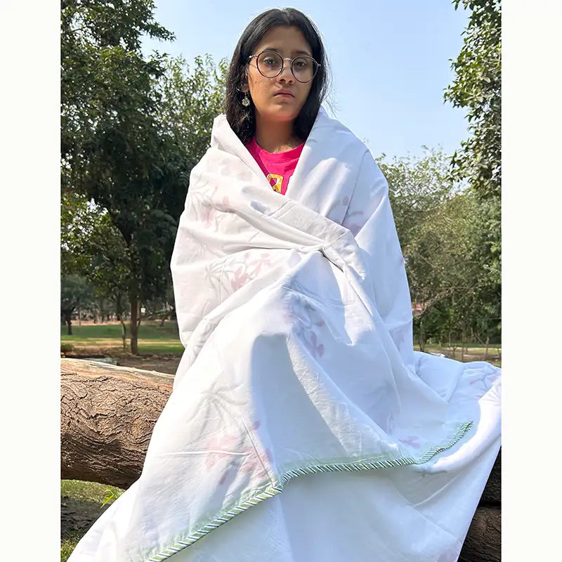 Lily Hand block Organic Muslin Cotton Dohar